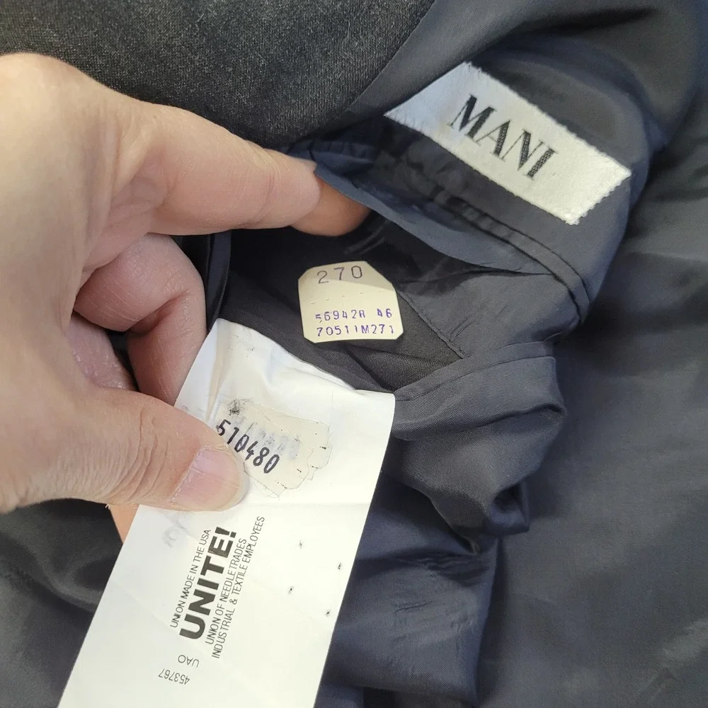 MANI Suit Men's 46R/W41‎ Gray Wool Union Made in USA New Line Dillard's $695